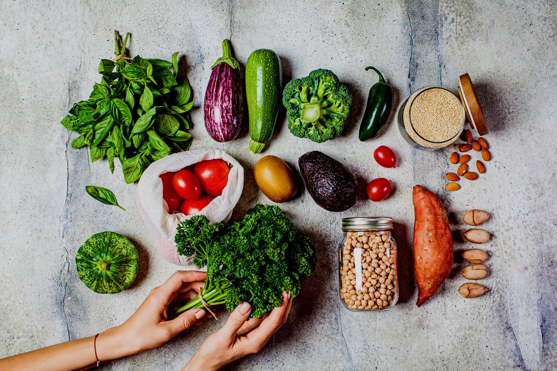 Healthy Plant-Based Food Flat Lay